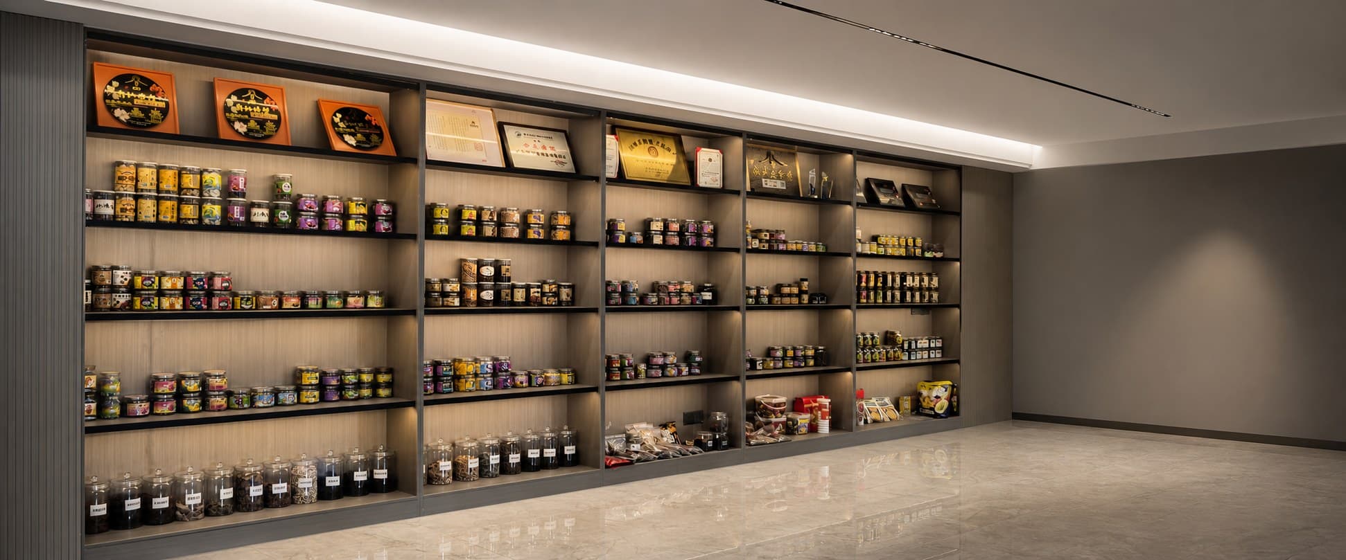 A SHAN SISTER product showroom with preserved fruit on display
